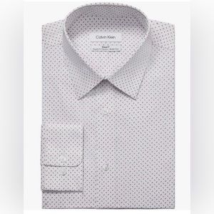 Calvin Klein Men's Dress Shirts Non Iron Stretch Regular Fit Print, RED Multi XL
